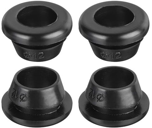 sourcing map 10Pcs Rubber Grommets 12mm Mount Dia, for 10mm ID Rubber Hole Plugs Rubber Wiring Grommets for Firewall Cable Wire Protecting, Black