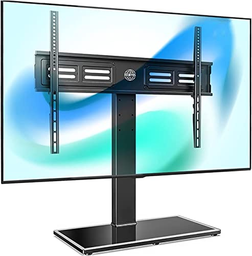 Supporto Tv Da Tavolo, Base Tv Da Tavolo Con Regolazione In Altezza Adatta Alla Maggior Parte Dei Televisori Lcd Led A Schermo Piatto Da 50-80 Pollici, Supporto Tv Con Base In Vetr