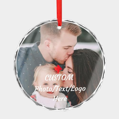 Personalisierter Christbaumschmuck, Personalisierte Weihnachtsschmuck Anhänger mit Photo und Texte, Personalisierte Familie Christbaumschmuck, Dekorationen für Weihnachten Party Hochzeit, 7.8cm