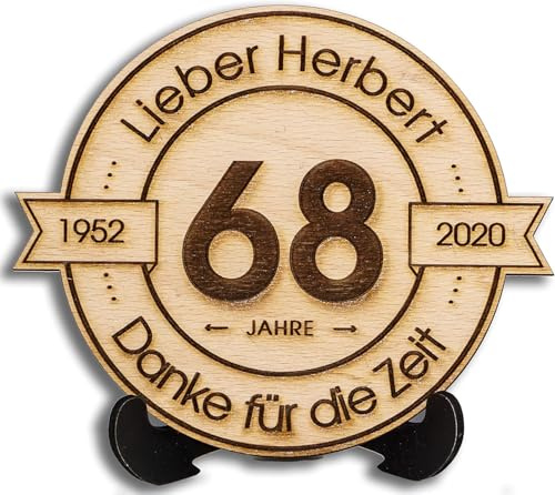 DARO Design - Holzscheibe graviert - Individueller Text und Zahl - Größe 20cm- Geschenk zum Jubiläum, Geburtstag, Jahrestag - Herzlichen Glückwunsch (XL 30cm)