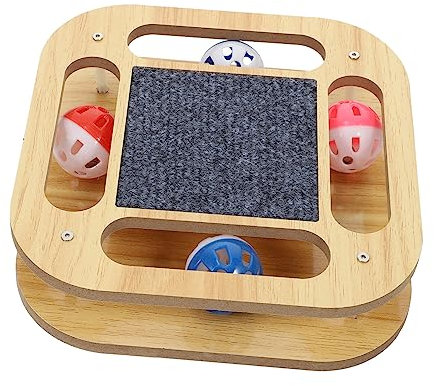 Levemolo Rundes Kratzbrett Aus Holz Für Katzen Katzen-drehteller Zum Kratzen Und Spielen Katzenspielzeug Mit Stabiler Basis