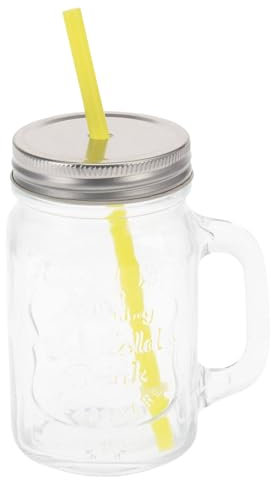 WELL HOME MOBILIARIO & DECORACIÓN Vaso de cristal de 450ml con pajita