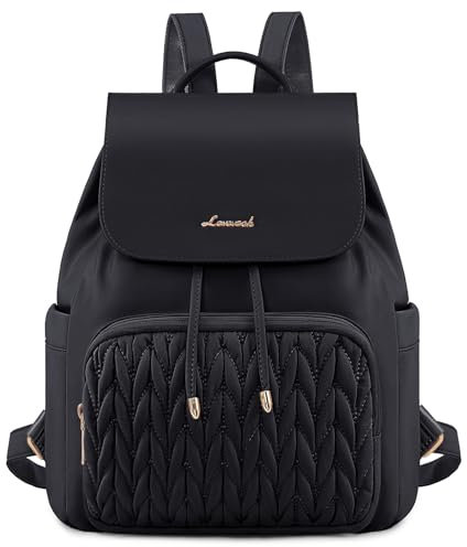 LOVEVOOK Rucksack Damen Klein, Elegant Cityrucksack Kleiner Tagesrucksack Damenrucksack Wasserdicht, Mini Casual Daypack Backpack Women Modern für Freizeit Reisen Schule Arbeit, Schwarz