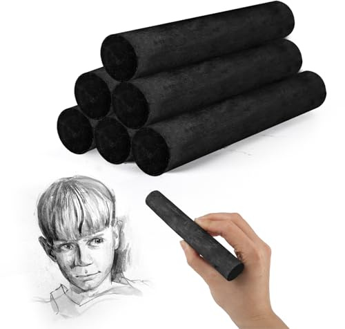 DISWALE 6 varillas de carbón de sauce negro jumbo de 0.79 a 0.94 pulgadas, carbón de sauce suave grande para dibujar suministros de artista