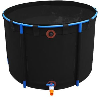 Rygcrud Fuori Terra Laghetto in Tela, Grande Piscina Pieghevole Piscina - Fodera in PVC/Tessuto con Staffa, Rotondo per Esterni Vasca di Contenimento per Koi/Pesce Rosso(1.8x1/2560L)