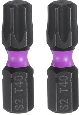 QUARKZMAN 2pz Punte Cacciavite Torx T40 1/4 Esagonale 25mm/1 Lunghezza Stelle Magnetiche a 6 Punti Punte Esagonali in Acciaio S2 Punta Cacciavite Industriale per Trapano Elettrico