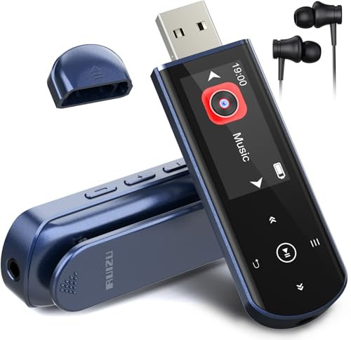 64GB Tragbarer USB MP3 Player mit Bluetooth 5.3, Clip für Sport & Laufen, FM Radio, Voice Recorder, Handy-Dateiübertragung & digitaler Audio-Shuffle