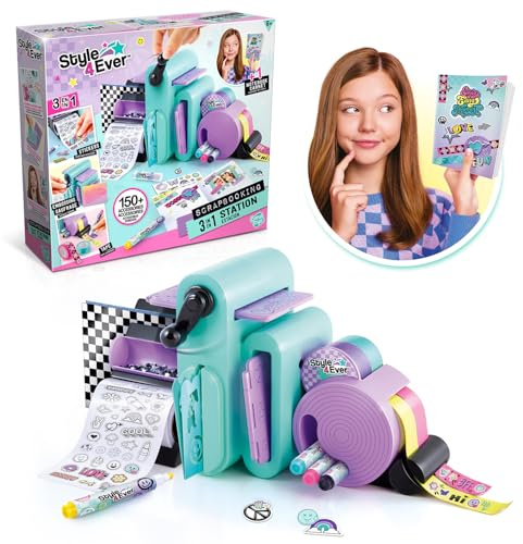 Canal Toys – Style 4 Ever – Station de Scrapbooking 3‑en‑1 pour Enfants - Personnalise Ton Papier Gaufré, tes Rubans et Autocollants – Carnet – +150 Accessoires – Jouet Loisir créatif – OFG 275UK