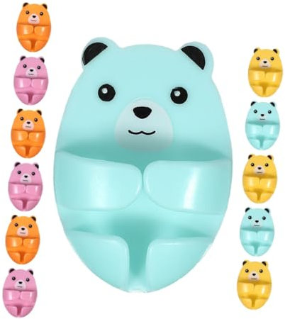DIYEAH 12pcs Adhesive Cord Clips and Plug Holders Strong Non-Mark Wall-Mounted Wire Organizer for Kitchen and Office, Small Cartoon Bear Design Cable Management Hooks