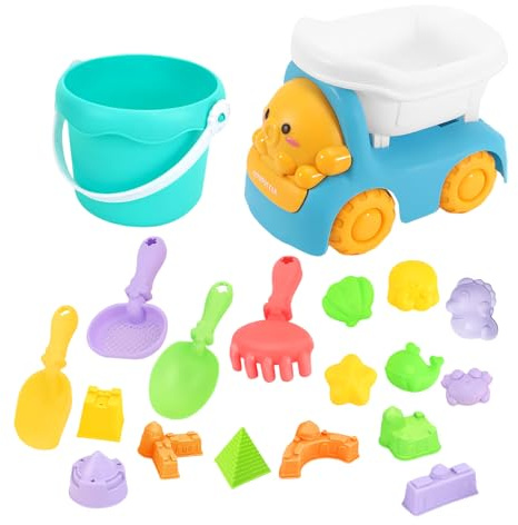 sandleksaksset - 18 delar sommarlekset med, kratta, formar och | hållbara plastsandlådeverktyg, färgglada utomhus lekset för alla -
