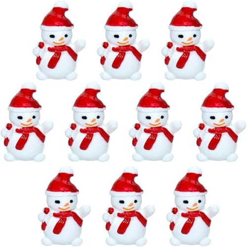20 figuras de muñeco de nieve de Navidad, color blanco y rojo, con gorro de Papá Noel y bufanda