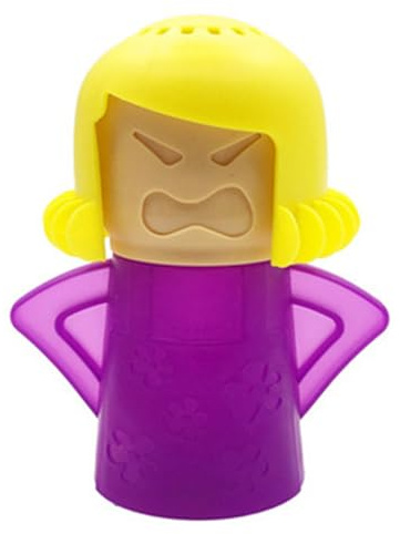 Limpiador de microondas de mamá enojada - Mancha cruda de limpieza a vapor con vinagre y agua | Herramienta de equipos de limpieza de refrigeradores de dibujos animados, usando vinagre y