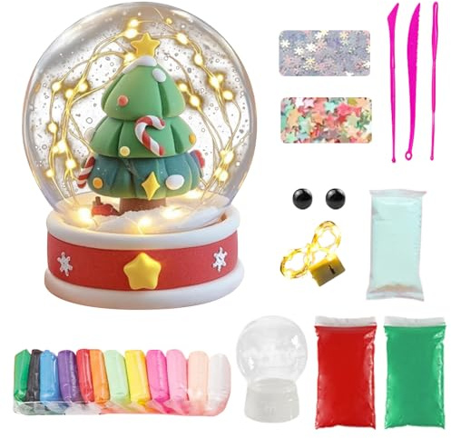 Knete Zubehör Modelliermasse Bastelset Weihnachten Selbsttrocknender Ton Knete Ab 3 Jahre DIY Tischdekoration Modelliermasse für Kinder Jungen Mädchen(Weihnachtsbaum)