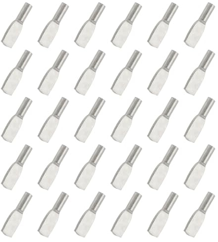 QUARKZMAN Regalstützstifte 60 Stück 6mm Regalhalterungen Schrankklammern Löffelform Für Küchenmöbel Bücherregal Vitrine Und Kleiderschrank Silber