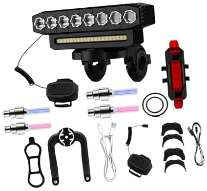 Perfeclan Éclairage vélo, Phare Avant, Accessoires de vélo, Installation Facile, par USB, kit d'éclairage pour vélo idéal pour Les trajets VTT, A