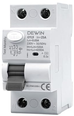 DEWIN Magnetotermico Differenziale Tipo A, 1P+N 25A 30mA Interruttore Magnetotermico Differenziale Interruttore di Corrente Residua(Tipo A)