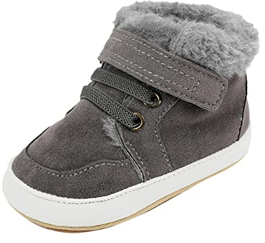 Generisch Zapatillas de deporte para hombre, zapatos de algodón, zapatos para niños pequeños, zapatos para aprender a caminar, impermeables, gris, 20 EU