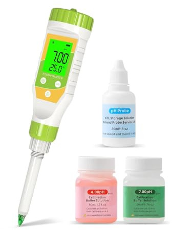 MNMIOIO Boden-PH-Tester, Lebensmittel-pH-Meter 0,00~14,00 Professioneller intellinter pH-Monitor-Tester Digitaler Säurehalt von Käse, Fleisch, Teig for Brotkonservenwasser(Gold)