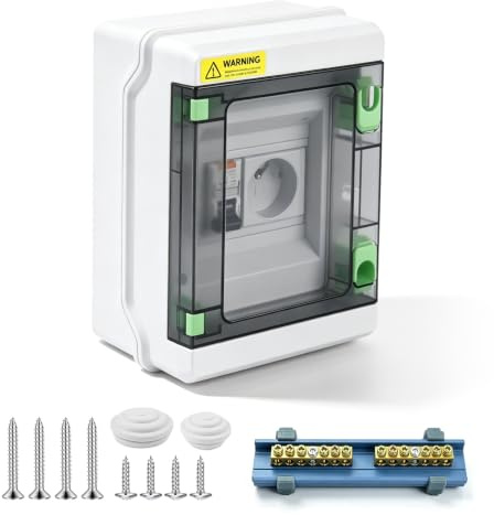 Prise Schuko VETOLAKA avec dispositif différentiel résiduel (DDR), boîte d'encastrement, DDR, prise extérieure étanche, coffret de distribution mural étanche IP65 complet - Prise 16 A 230 V et DDR 16