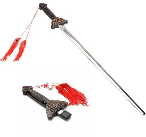 1 Piece Retractable Sword - Safe Bladeless Toy Weapon for Family, and Cosplay Magic Performance Practice Prop Family’s Play Sword with Red Chinese Tassel
