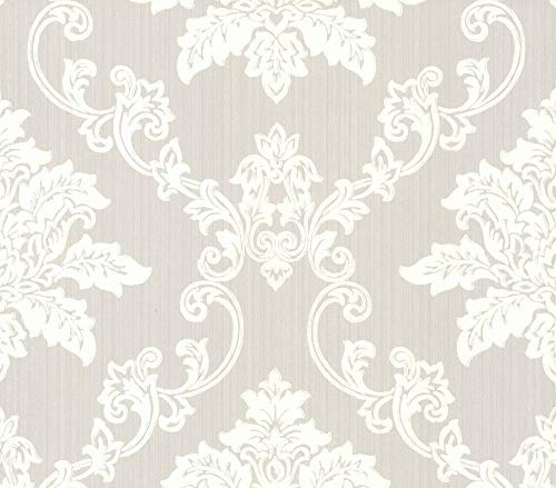 Rasch Papier peint intissé Textile Rose More baroque gris 110605