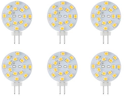 Makergroup 12V G4 LED Bulb 3W Bi-Pin LED Disc Light Bulb 20-30 Watt Equivalent Warm White for Puck Lights in RV Trailers Campers Automotive Marine Landscape Lighting 6pcs