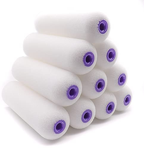 COTTAM High Density Foam Paint Roller Sleeves (Sponge) x10 | Mini/Small 4 Inch | The Mini Rollers for Painting Gloss, Varnish, Oil