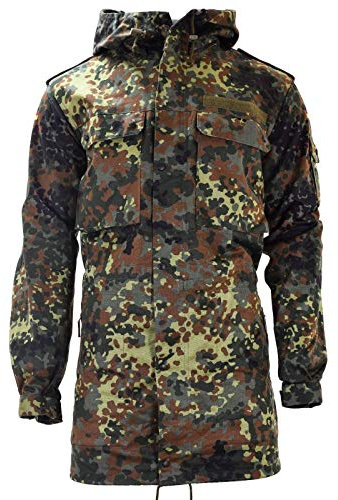 Original German Army Field Jacket Parka Military Issue Hooded Flecktarn Combat (Large long 42 chest)
