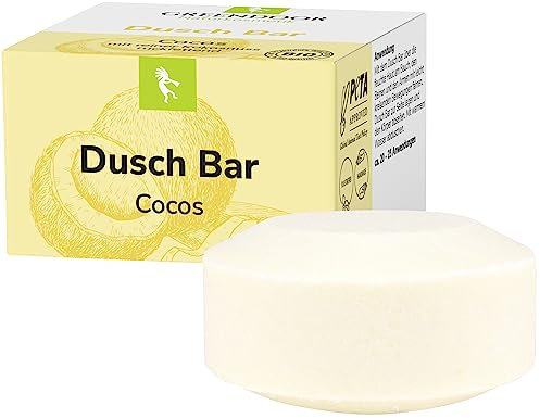 GREENDOOR Dusch Bar Cocos 75g, festes ergiebiges Duschgel, Natur Solid Bar mit Bio Cocosextrakt, Haut-mild, natürlich ohne Palmöl Sulfate Plastik Tierversuche, Kokos Naturkosmetik