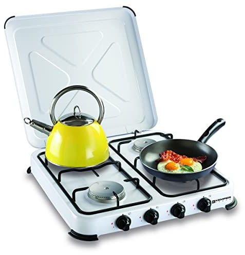 KEMPER - Tragbarer Gasherd mit 4 Brennern - 4650W - lackiert weiß
