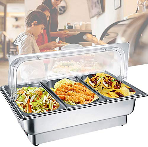 Chafing Dish, Stainless Steel Catering Food Warmers Chafing Dish, 9L Commercial Buffet Server with Warming Tray for Buffet Wedding or Party, 600W/220V