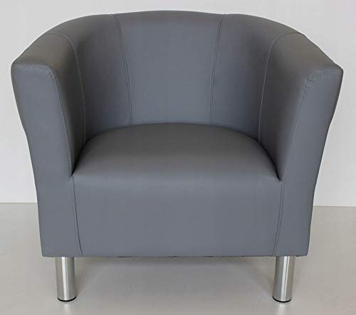 MARTHOME Sillón Club Trio, sillón tapizado, puf, Taburete, sillón de cóctel, sillón de Piel sintética salón, Oficina, Dormitorio, Sala de Espera (Gris)