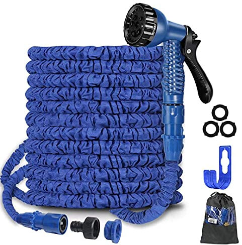 BABADU 100FT Expandable Garden Hose Pipe,Flexible Expanding Magic Hose with 3/4, 1/2 Fittings,Garden Hose with 7 Function Spray Nozzle