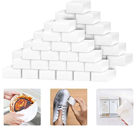 100 Pack Magic Sponges Eraser for Cleaning, Premium Reusable Melamine Sponge Scrubber Foam Cleaning Pads for Kitchen Dishes, Bathtub, Baseboard, Shoes Cleaner, Not Easily Rip