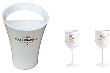 Moët & Chandon Champagnergläser-Set und Champagner Kühler in weiß/gold Ice Imperial Champagner-Set Weinglas