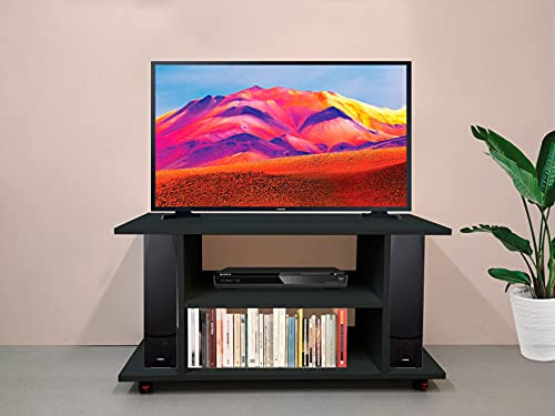 Henor Tisch mit Rollen FSC® Holz 100 x 40 x 52.5 cm. 360º drehbare Räder mit Bremse. Graphit Matt