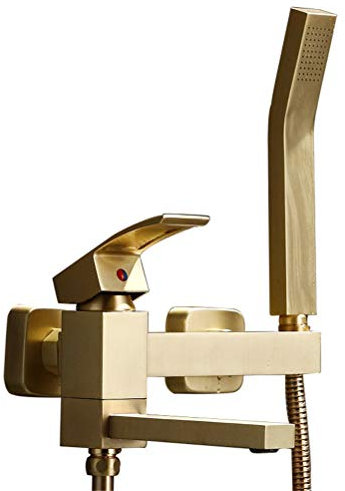 Rubinetto Vasca da Bagno Con Doccetta Oro, Ottone Con Doccetta Miscelatore Monocomando da Parete Con Deviatore Miscelatore Monocomando Con Tubo Doccia da 1,5 m