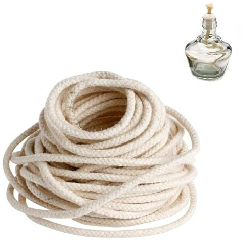 Stoppini per lampada a olio da 10 m, in cotone, con nucleo rotondo intrecciato per candele a olio e alcool, fai da te fatte a mano (3/16 pollice/5 mm)
