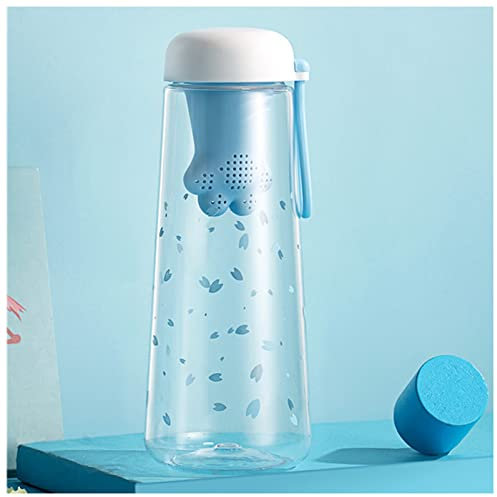 Verre D'eau 55 0ml Bouteille en plastique BPA Bouteille d'eau gratuite Bouteilles d'infuseur de thé rose Bouteilles d'eau mignonne for les filles Kawaii Smart Boire Clear Botellas Coupe ( Color : Russ
