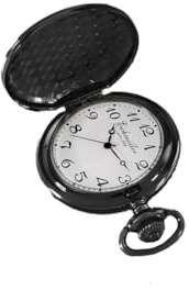 Eichmüller Savonnette Schwarz Quartz 45 mm Taschenuhr aufklappbar mit Karabiner Kette und Box