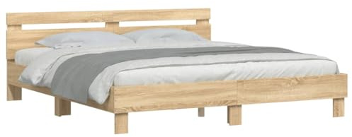 vidaXL Cadre de lit avec LED sans Matelas chêne Sonoma 160x200 cm