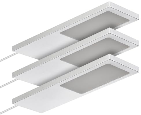 SOTECH 3er Set LED-Möbelleuchte GIULIA II 2700K warmweiß silbergrau | ohne Sensor inkl. Trafo & Verteiler Unterbauleuchte Schrankleuchte Vitrinenbeleuchtung