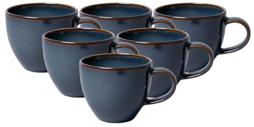 Villeroy & Boch like. by Crafted Denim Espressotassen 6er Set, 60 ml, Tassen mit Reaktivglasur, Premium Porzellan, Blau