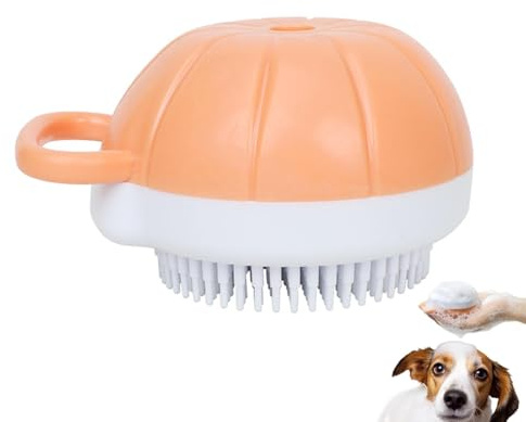 Hundeshampoo-Bürste, Shampoo-Spender | Hundebürsten mit weichen Borsten in Kürbisform – weiche Reinigungsbürste für Haustiere, Hundehaare