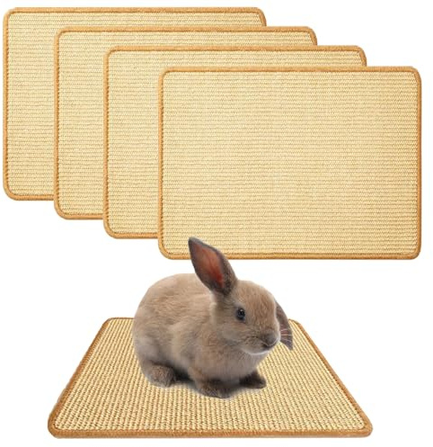 4 pièces tapis à gratter naturels pour lapin, tapis de soin des griffes et des dents, tapis de lapin pour cages, jouets à mâcher pour cage de lapin, literie pour mordre le sommeil, nidification