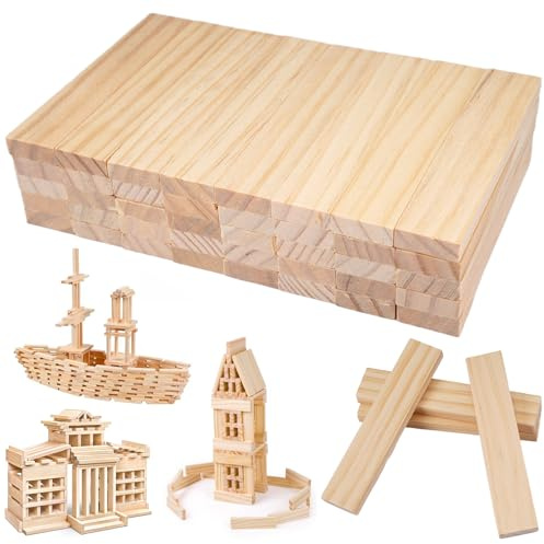Jinsion 40 Stück Holzleisten zum Basteln, 110 X 20 X 8 mm Holz Klötzchen | Bastelholz Klötzchen, Bastelklötzchen Eiche, Klötzchenmann Bastelklötzchen für Heimwerkerprojekte und Deko, Bau