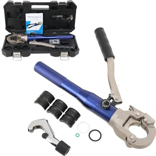 ZOKQSEIF Kit d'outils de sertissage de tuyaux hydrauliques avec Pinces à sertir pour tuyaux en cuivre, Matrices 1/2, 3/4 et 1, Coupe-Tube pour raccords de Tubes en cuivre