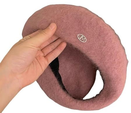HGRYNDRO baskenmütze Damen Pelz Gemischter Baskenmütze Für Frauen, Warme Winterhüte Für Frauen, Stilvoller Bäckerjunge Hut Damen Winterhüte-rosa Lila