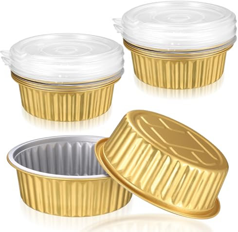 10 Pcs Bandeja para Hornear de Aluminio con Tapas, 520 ml Bandejas para Horno de Papel de Aluminio para Freidoras de Aire Barbacoa, Cocinar Hornear, Hornos Cupcakes Postres, Servir Comida en Fiestas