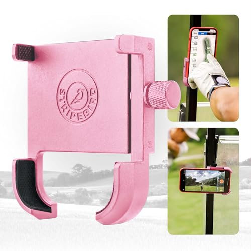 Stripebird - Original Magnetische Golfwagen-Handyhalterung (Rosa) - Handy-Halterung Golfwagen mit Neodym N52 Magneten - Golf Caddy - Golfwagen Handyhalterung für iPhone, Samsung & andere